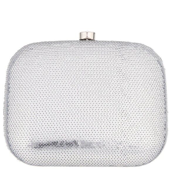 ✨ NINA ✨ NEW! Getty Silver Sequin Minaudière Clutch Bag - Picture 1 of 14